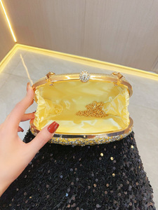 New Cross-border Polyester Women's European-American Retro Handbag Diamond-encrusted Small <b>Clutch</b> Crossbody Evening Bag Tanjing - Product Image 4
