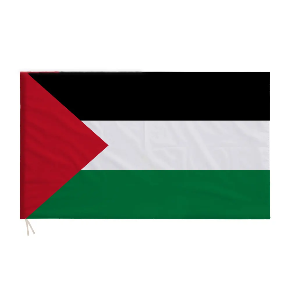 Bandeira da Palestina Grande 3*5 pés em poliéster preto branco verde vermelho bandeira da Palestina em estoque de alta qualidade