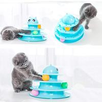 All'ingrosso plastica interattiva a tre livelli attraente torre del gatto con la palla giradischi gatto giocattolo