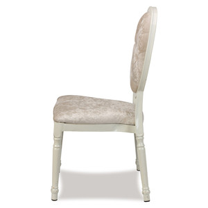 Chaise <span class=keywords><strong>Napoléon</strong></span> à dossier rond capitonnée, avec cadre en métal élégant de style vintage français, idéale pour les hôtels et les mariages - Product Image 3