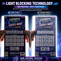Yüksek Kaliteli Özel Tasarım Çizilmez Esports Baskılı Değişken Veri Güvenlikli Baskı Anında Şanslı Piyango Biletleri Karton Ekran
