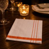 Serviette en tissu gaufré avec rayures orange, serviette de table en nid d'abeille blanche pour hôtel, restaurant, café, taille personnalisée