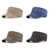 Gorra de patrulla para hombre lavada con parte superior plana vintage al por mayor, estampado de logotipo personalizado, estilo campo desgastado, algodón impermeable para uso comercial