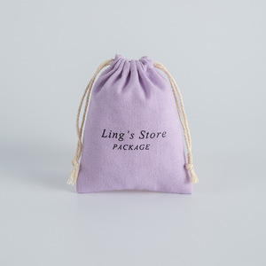 Ling's Store Cotton <b>Drawstring</b> Bags 8x10cm Jewelry Packaging Purple Fabric <b>Pouches</b> Rectangular Storage Bags - Product Image 2