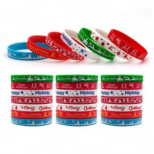 Customizable Logo Christmas New Year Silicone Wristband Rubber <b>Bracelet</b> Festival Party Gift Promotional Customizable Wristba - Product Image 1