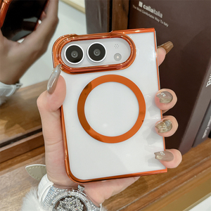 เคสใสขอบชุบเคลือบแม่เหล็กสำหรับ iPhone Duo Fold รองรับการชาร์จไร้สาย ป้องกันการกระแทก ฝาหลังใส PC - Product Image 1