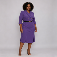 Robes décontractées élégantes pour femmes grandes tailles, manches trois quarts, robe de bureau pour femmes avec ceinture