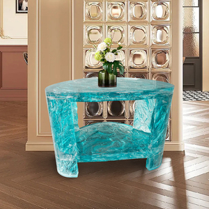 Table Basse de Salon Moderne de Luxe Léger <span class=keywords><strong>en</strong></span> Résine Transparente, Cristal Océan Bleu, Écologique, Haute Qualité, pour Maison et Villa - Product Image 5