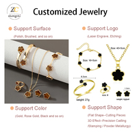 Ensemble de bijoux pour femme le plus vendu : collier, bracelet, bague et boucles d'oreilles clous en alliage émaillé avec pendentif fleur, cinq pièces