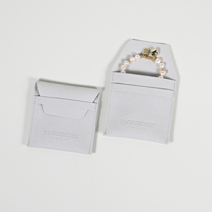 PACKSECRET OEM Service Custom Jewelry <b>Gift</b> Microfiber Pouches PortableJewelry Velvet Pouch with Semi Flap Design - Product Image 2