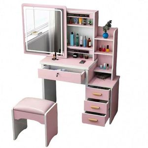 Table de toilette en MDF avec miroir tactile, idéale pour les petites chambres – Offre spéciale - Product Image 4