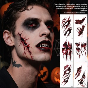 Autocollants de <span class=keywords><strong>tatouage</strong></span> temporaire réalistes pour le corps et le visage, imperméables, pour Halloween et le plaisir du Poisson d'avril - Product Image 4