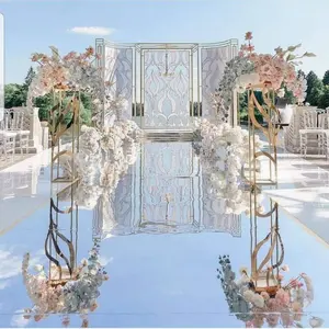 맞춤형 색상 절묘한 새로운 트렌드 실버 두꺼운 거울 통로 러너 PVC 거울 웨딩 카펫 결혼식 무대 장식