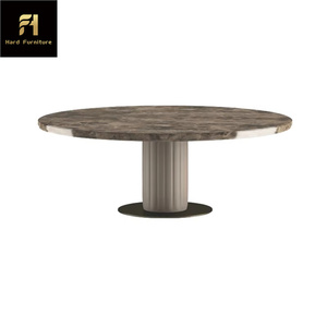 Cao cấp thiết kế sang trọng Vòng đá cẩm thạch Đầu Xám bàn ăn đá tự nhiên Dát Thép không gỉ bàn ăn phong cách tối giản - Product Image 3