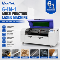 Machine laser CNC 6 en 1, machine laser à fibre portative, nettoyage, soudage, marquage, découpe laser CO2, gravure pour divers matériaux