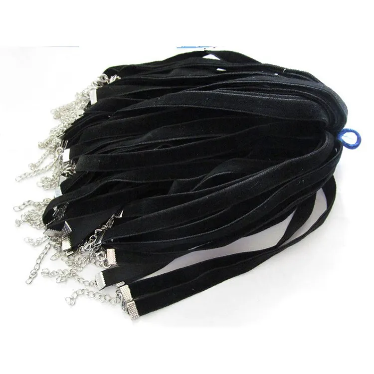 Gargantilla ajustable plana de terciopelo negro, collar, cordón, cuerda, tatuaje, Gargantilla, 2020