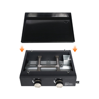 Grill et Plancha à Gaz Naturel Portable Moderne en Acier pour Extérieur avec Chariot Pliant pour le Camping et la Cuisine