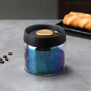 500ml, 1000ml, al por mayor precio de fábrica, tapa negra de vidrio al vacío, tarro de almacenamiento de granos de café de vidrio de borosilicato transparente sellado - Product Image 5