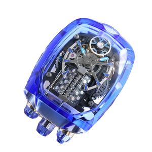 นาฬิกาแซฟไฟร์สีน้ำเงินสุดเทรนดี้สำหรับผู้ชาย นาฬิกาจักรกลสายซิลิโคนใส นาฬิกาข้อมือผู้ชายสำหรับนักธุรกิจ - Product Image 3