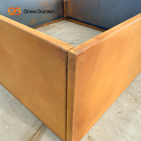 Pot Bunga Minimalis Persegi Besar Baja Corten Finishing Rust Tahan Cuaca 2024 Bersertifikasi ISO9001