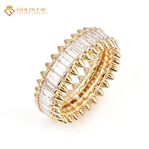 Goldleaf Custom 9K 14K 18K Gold Plated Emerald Cut CVD HPHT Lab Grown Diamond Engagement Wedding <b>Ring</b> IGI Certificate - Product Image 1