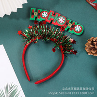 Serre-tête créatif Père Noël à paillettes et lettres, 15 cm, en tissu, pour enfants et adultes, décoration de fête festive, vente en gros