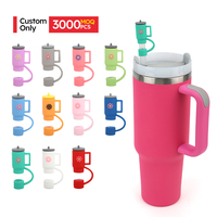 MOQ 3000 pièces – Capuchons de pailles en silicone de qualité alimentaire 10 mm, écologiques et réutilisables, breloques décoratives pour pailles, personnalisables pour gobelets