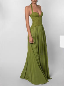 Nuovo Abito alla Moda e <span class=keywords><strong>Sexy</strong></span> con Schiena Scoperta, Collo all'Americana, Scollatura Profonda, Spalle Scoperte e Plissettato per Donne - Product Image 2