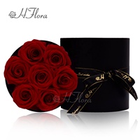 Roses conservées dans une boîte en papier ronde Roses de longue durée Cadeaux de fleurs conservées pour le cadeau de Saint Valentin