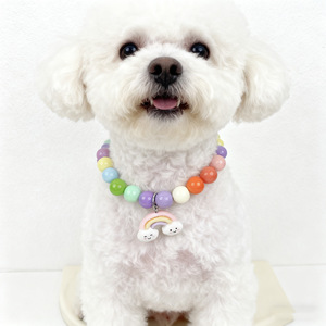 Handmade Resin Beaded Cartoon Pet <b>Collar</b> For <b>Small</b> Cats <b>Dogs</b> Rainbow Charm Jewelry Four Seasons Use - Product Image 2