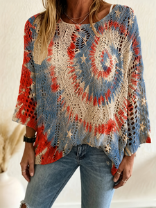 Suéter Feminino Borboleta e Floral em Tricô 2026 Verão Oversized com Malha Pointelle 100% Poliéster Estampado Colorido Estilo Boho - Product Image 5