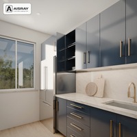 Meubles de cuisine haut de gamme pour appartement, design luxueux, aménagement en galley, rangement par tiroirs, dimensions personnalisées et commandes sur mesure