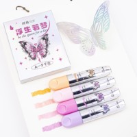 12 couleurs papillon paillettes surligneur stylos pour filles métallisé argent et Pastel fournitures d'étude pour l'écriture de Journal