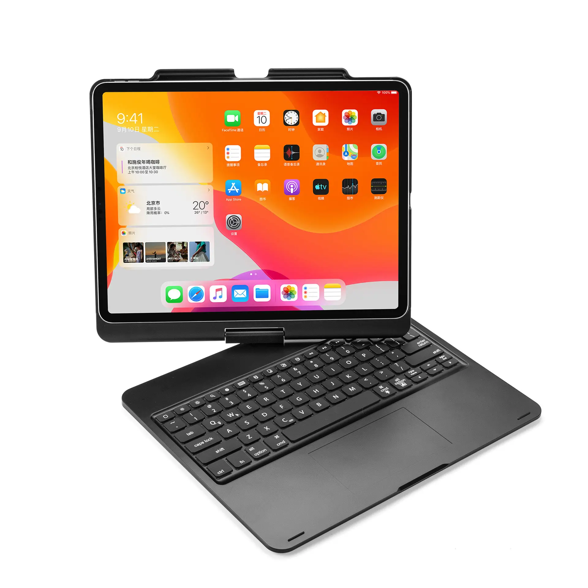 ABS 회전 회전 블루투스 무선 키보드 태블릿 케이스 커버 ipad 프로 키보드 케이스 12.9 인치 2021 2020 2018