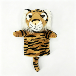Marioneta de tigre realista personalizada, peluche de tigre con cola, marioneta de mano con estampado de tigre, marioneta de tigre rayado, marioneta de tigre esponjosa - Product Image 4