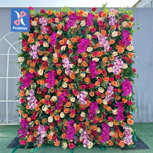 Promesa Entrega rápida Seda artificial Rosa Flor Pared Flor personalizada Pared Boda Panel Telón de fondo decorativo - Product Image 1