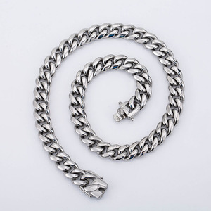 yunnique Men's Cuban <b>Chain</b> Necklace <b>Titanium</b> Steel Heavy Duty Chunky Link Street Fashion Hip Hop Punk Style 24 Inch - Product Image 1