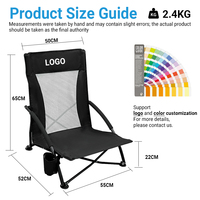 Chaise de plage pliable robuste, capacité 120 kg, pieds larges antidérapants, siège bas pour le sable, extérieur, Oxford 600D