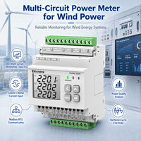 Analyseur de qualité d'énergie multi-circuits pour énergie éolienne, Classe 0.5, 333mV, 80mA, Modbus RTU, Harmoniques 31, Triphasé, Rail DIN, Écran LCD