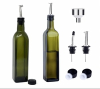 Bouteille Distributrice d'Huile d'Olive en Verre Carrée de Luxe, Vide et Rechargeable, 500 ml, Design Premium Noir Mat Opaque, Protection UV, Modèle 2026