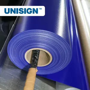 Rotoli di tela cerata rivestiti in PVC di colore blu da 18 once 650gsm per copertura per camion, tenda