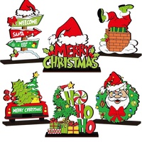 Decoraciones Navideñas para Mesa, 6 Centros de Mesa Verde Lima y Rojo, Adornos Invernales, Material de Madera, Hecho en China JLXALI-GD0116
