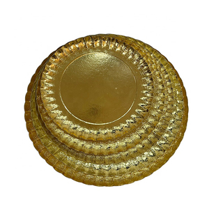 Vente en gros d'usine, assiettes en papier jetables de 1,5 mm d'épaisseur, 28 cm, dorées, pour la décoration de gâteaux de fête d'anniversaire - Product Image 1