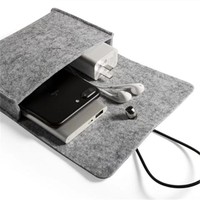 Pochette de rangement en feutre écologique avec logo personnalisé, design portable pour téléphone portable, câble de données, chargeur, organisateur de bureau