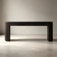 Console moderne en chêne cannelé, table d'entrée/couloir en bois massif nervuré