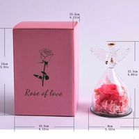 Grosir bunga yang diawetkan warna mawar di sudut malaikat kubah kaca untuk hadiah ulang tahun Hari Valentine hadiah Hari Ibu