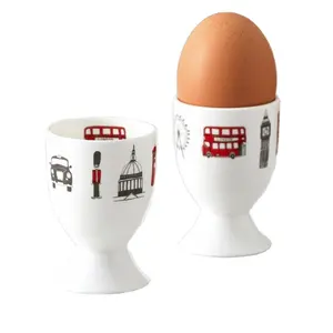 공장 맞춤형 홀더 세라믹 더블 디자인 요리 12 오즈 모양 계란 컵 세트