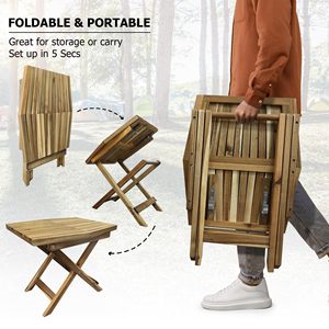 GỖ GẤP bảng, Gỗ keo nhỏ có thể gập lại cuối bàn cà phê, bán gỗ Patio bên bảng, đồ nội thất trong nhà và ngoài trời - Product Image 4