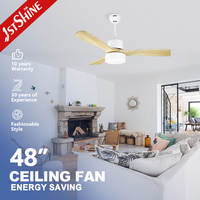 1stshine Ventilateur de plafond Produit de vente Moteur Bldc 48 pouces Télécommande Ventilateur de plafond en bois nordique avec lumière