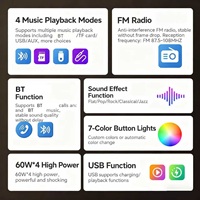 Autoradio 4 canaux RCA haute puissance, 1 Din universel, multimédia, mains libres, lecteur MP3, éclairage coloré